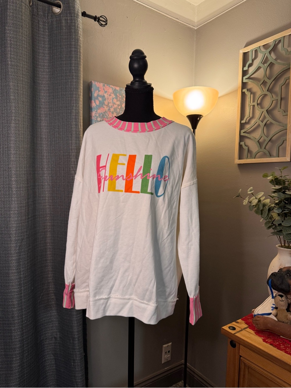 BiBi Hello Sunshine Crewneck and Pink Trim
